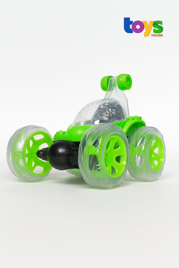 Green Stunt Car – 360° Spins, Flips, and LED Action