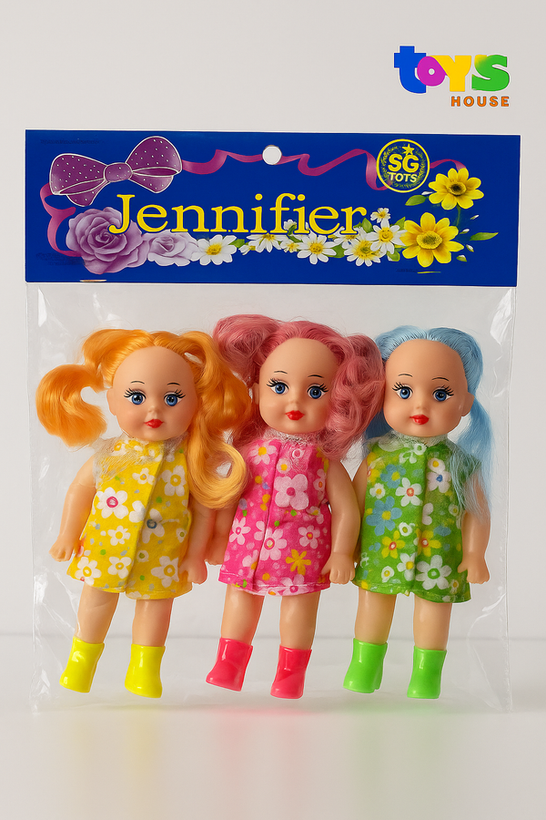 Jennifer Doll Set – 3 Adorable Dolls with Colorful Outfits