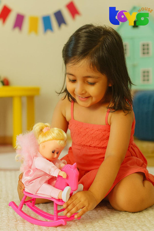 Swing Hobbyhorse Angel Doll – Musical Toy